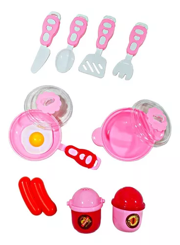 Kit Cozinha Infantil com Frigideira, Ovo e Salsicha - 7 Peças - Jogo de  Panelinhas e Comidinhas