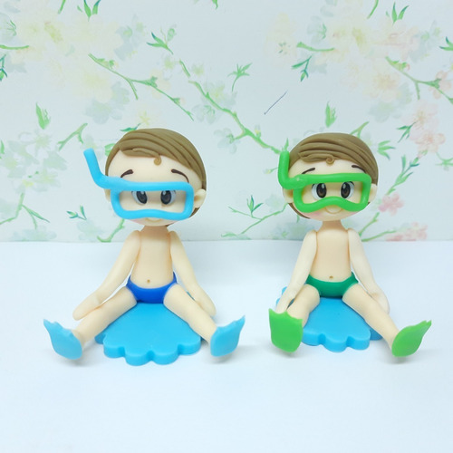 Imagem 6 de 6 de 10 Aplique Fundo Do Mar, Mergulhador Em Biscuit Lembrancinha