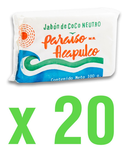 Jabón De Coco Neutro 100 Grs. X 20 Pzas Hipoalergenico