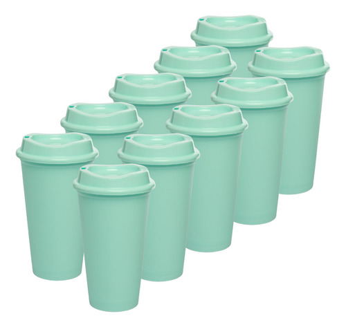 110 Vasos Reusables Para Cafe Tipo Star 16oz Bebida Caliente Verde Pastel