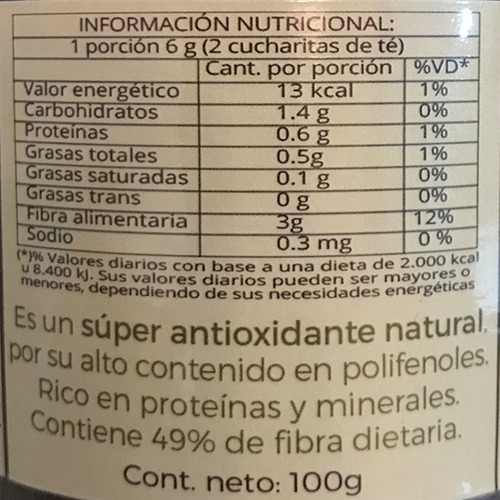 Imagen 2 de 5 de Harina De Orujo Vitanna De Uva Tannat - 100 Gramos