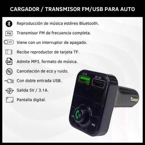 Accesorios Para Carro De Automovil Auto Musica Transmisor Bluetooth  Cargador US