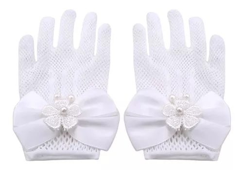 Guantes de comunión de encaje blanco para niños y niñas. Muy lindos para  niños y niñas. Ocasiones especiales. Boda. Vestido de Navidad, Blanco