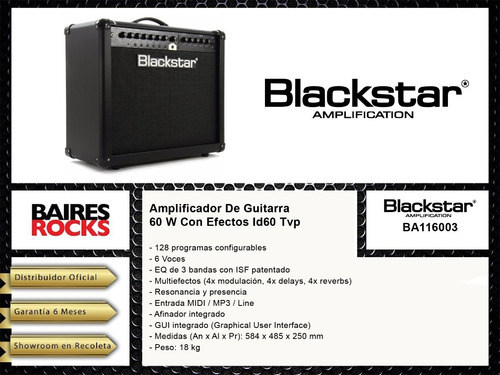 Amplificador De Guitarra Blackstar 60 W Con Efectos Id60 Tvp