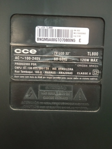 Imagem 6 de 8 de Tv Cce 32 Polegadas Tl 800 Para Peças E Reposição
