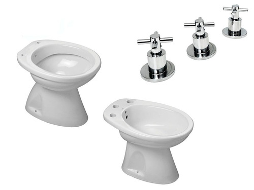 Combo Baño Inodoro Bidet Griferia Aqualaf Italiana Eg