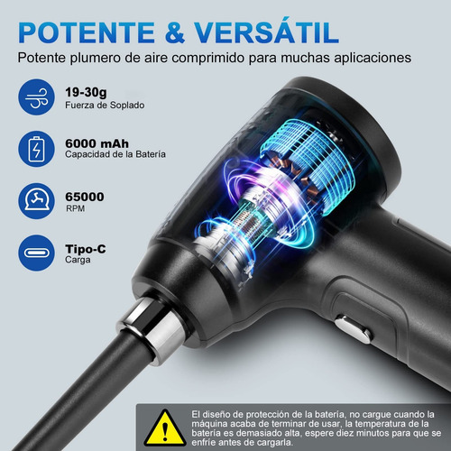 Soplador De Aire Recargable,2 En 1 Plumero De Aire Aspirador