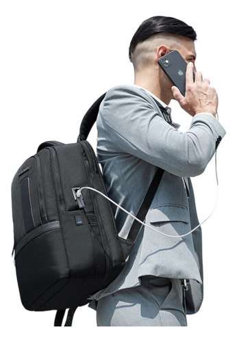 Mochila Casual Notebook Expansiva De Viagem Urbana Cor Preto