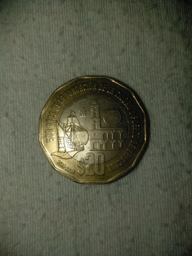 Moneda De $20 Mexicana 500 Años Del Puerto De Veracruz