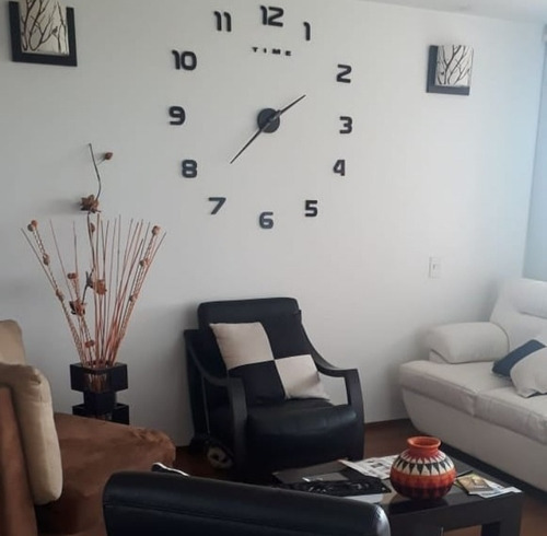 Reloj De Pared 3d Tamaño 100 X 100 Cm Color Negro
