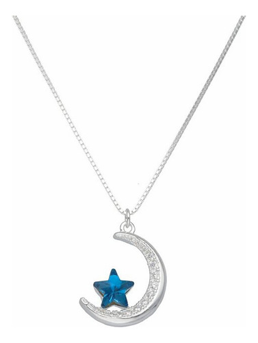 Collar Luna Estrellita Swarovski Plata Fina 925 Regalo Mujer