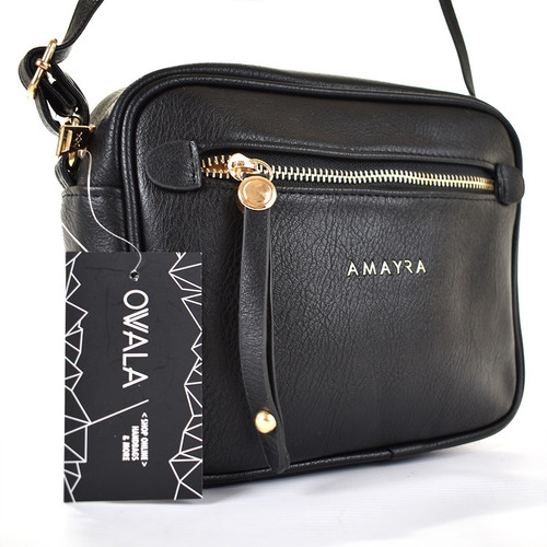 Cartera Bandolera Mujer Cuero Sintetico Amayra Bolsillos