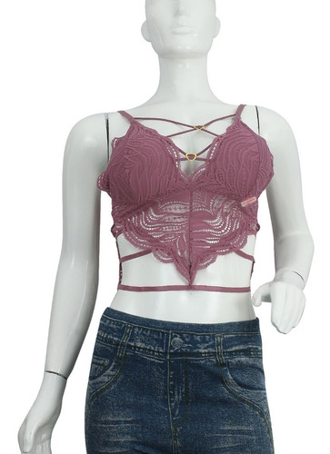 Bralette Encaje Lenceria Tiras Copa Preformada Sexy Mg2024