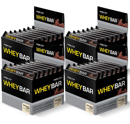 4x Caixa Whey Bar 96 Barras Total Probiótica 