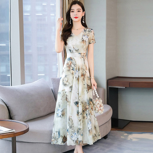 Vestido Midi Floral Com Decote Em V Para Mulheres