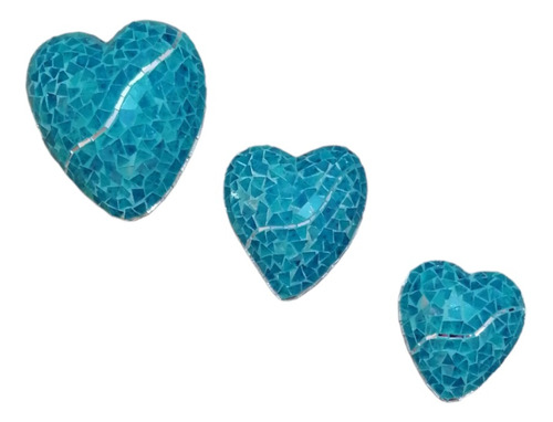 Tres Corazones De Pared  Vitromosaico Decorativos