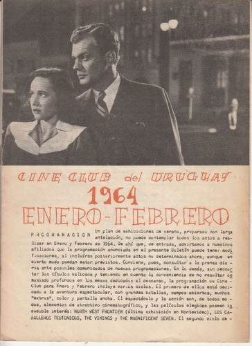 Cine Club Del Uruguay Programa Enero - Febrero De 1964