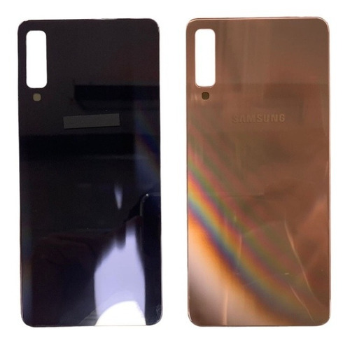 Tapa Trasera Para Samsung A71 2018 En Vidrio Dorado Y Negro 