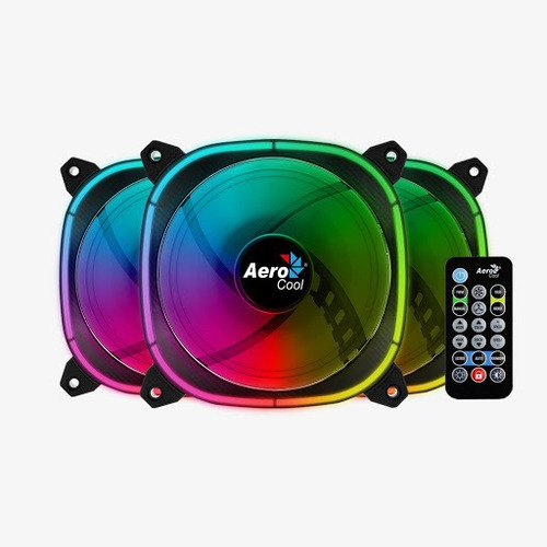 Imagen 2 de 3 de Kit Cooler Fans Aerocool Astro 12 Pro X 3 Rgb Controladora