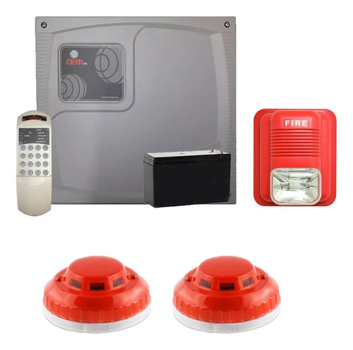Kit De Incendio Central Alarma Suri Con Llamador Sensores X2