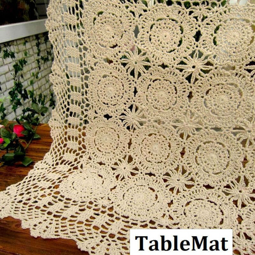 Mantel De Mesa Table Runner, De Ganchillo, Encaje, Funda De