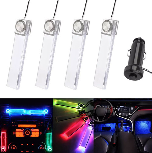  4 Unida Kit De Luces Led Para Ambientes Interiores De Coche