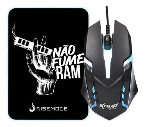 Mouse Led Rgb Usb Com Mousepad Speed Rise Mode Não Fume Ram