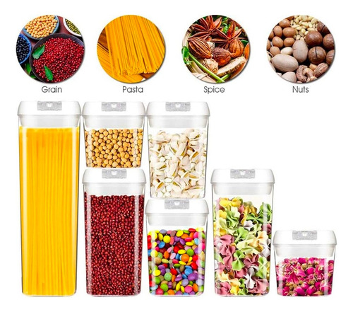 Juego De Recipientes Hermeticos Plastico Cocina 7 Piezas