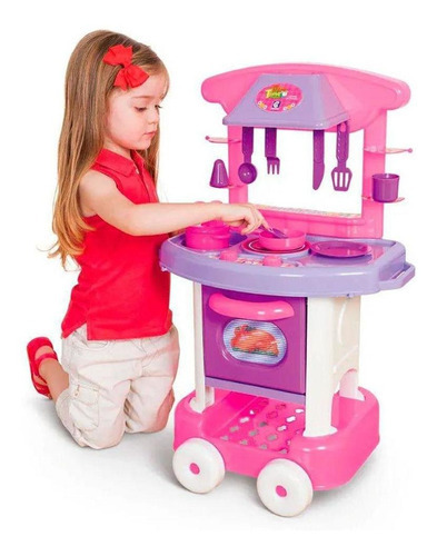 Cozinha Infantil Rosa Forno Fogão E Pia Brinquedos Playtime