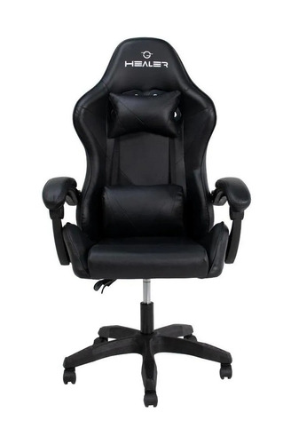 Imagem 1 de 4 de Cadeira de escritório Healer Lancer gamer  preta com estofado de couro sintético