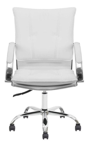 Cadeira de escritório Show de Cadeiras Desenho italiano  branca com estofado de couro sintético