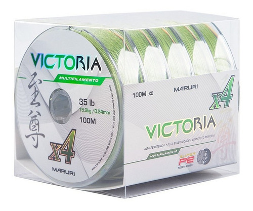 Linha Multifilamento Victória 4 Fios Verde 500m 0,18mm 24lbs