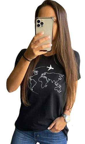 Remera Estampada Lisa Manga Corta Mujer A88