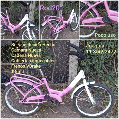 Bicicleta Nena Rosa Y Blanco Rod20