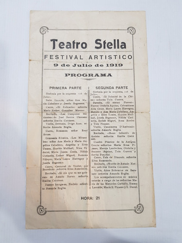 Antiguo Afiche Teatro Stella 1919 Original Mag 58934