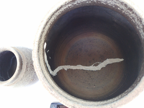 Lote De 2 Antiguos Frascos De Barro Terracota Esmaltado Leer (Usado)