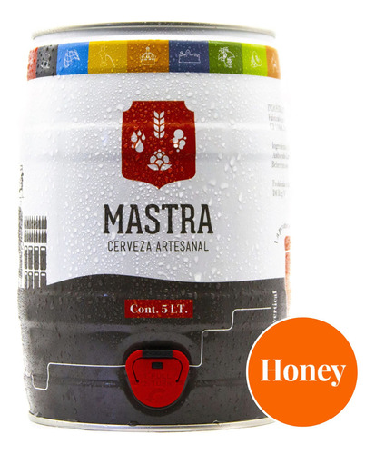 Barril De Cerveza Mastra Artesanal, Mini Chopp, 5 Litros, 5% Alcohol - Estilo Honey