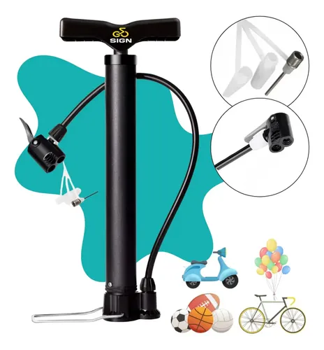 Sign Bomba Para Pneu de Bicicleta Portátil De Ar Manual 3 Bicos 2 Vál