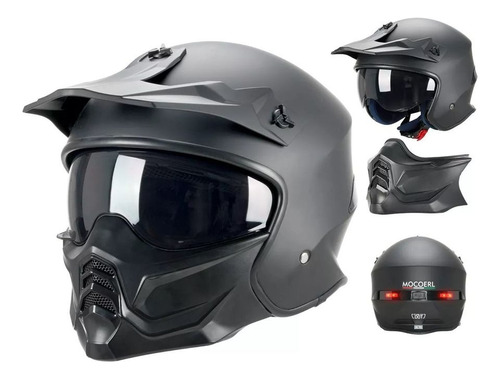 Casco Moto Certificado Dot Piloto 3 En 1 Con Luz Led Seguro