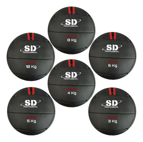 Set 6 Balón Medicinal Crossfi Reforzados 3, 4, 5, 6, 8, 10kg