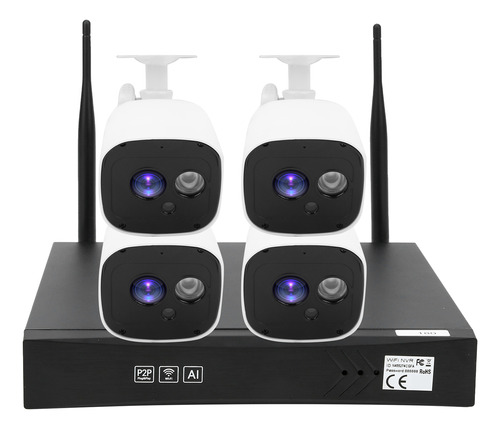 Kit Nvr Inalámbrico, Grabadora De Video Wifi, Vista Remota D