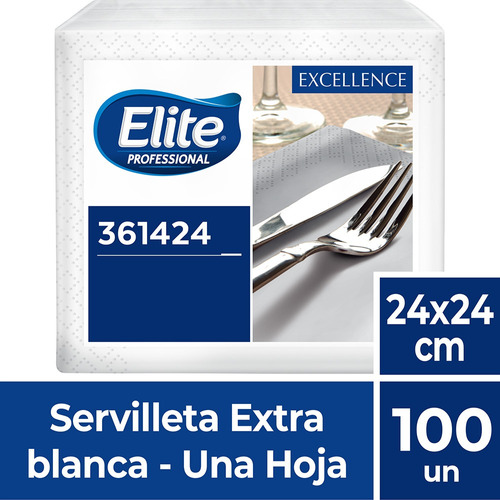 Servilleta Elite Excellence Extra Blanca 24x24 100 Unid