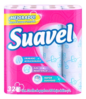 Papel Higiénico Suavel 200 Hojas Dobles 32 Rollos