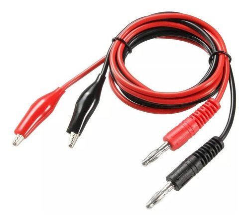 Imagen 1 de 5 de Par De Cables Rojo Y Negro 1mt Con Fichas Banana Y Cocodrilo