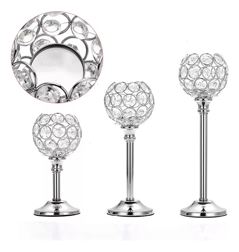 2 Candelabros De Cristal Para Centro De Mesa De Boda Color Plateado