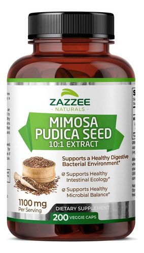 Zazzee Mimosa Pudica Extracto De Semillas 1100 Mg 200 Cáps Sabor Sin Sabor