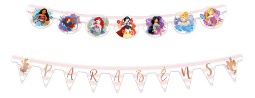 Faixa Bandeirinhas Decorativa Princesas Disney