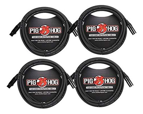 Cables De Micrófono Pighog Xlr De 15 Pies, Paquete De 4 Unid