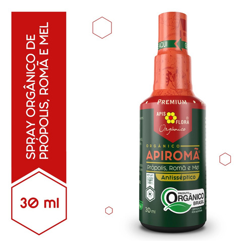 Apiromã orgânico spray própolis mel e romã Apis Flora 30ml