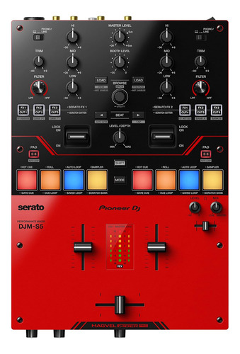 Mezcladora De Dj De 2 Canales Color Rojo Brillante Djm-s5 Pi